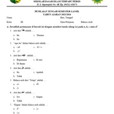 7 Rahasia Latihan Soal Bahasa Arab Kelas 3 Semester 2 Agar Nilai Ujian Melonjak Cepat