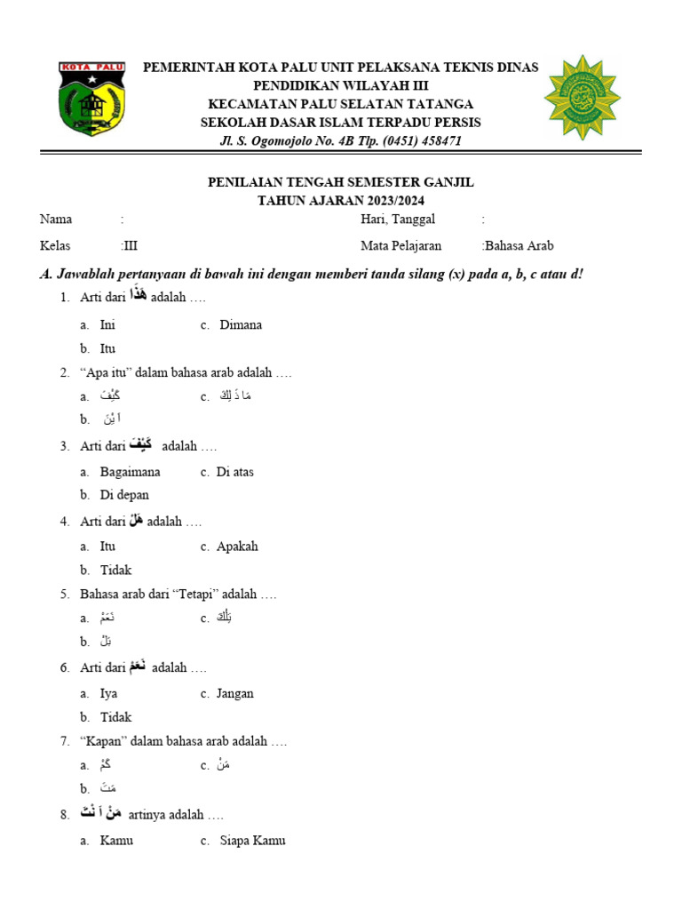 7 Rahasia Latihan Soal Bahasa Arab Kelas 3 Semester 2 Agar Nilai Ujian Melonjak Cepat
