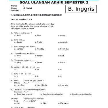7 Rahasia Latihan Soal Ujian Bahasa Inggris Kelas 3 SD Semester 1 Agar Nilai Anak Melesat