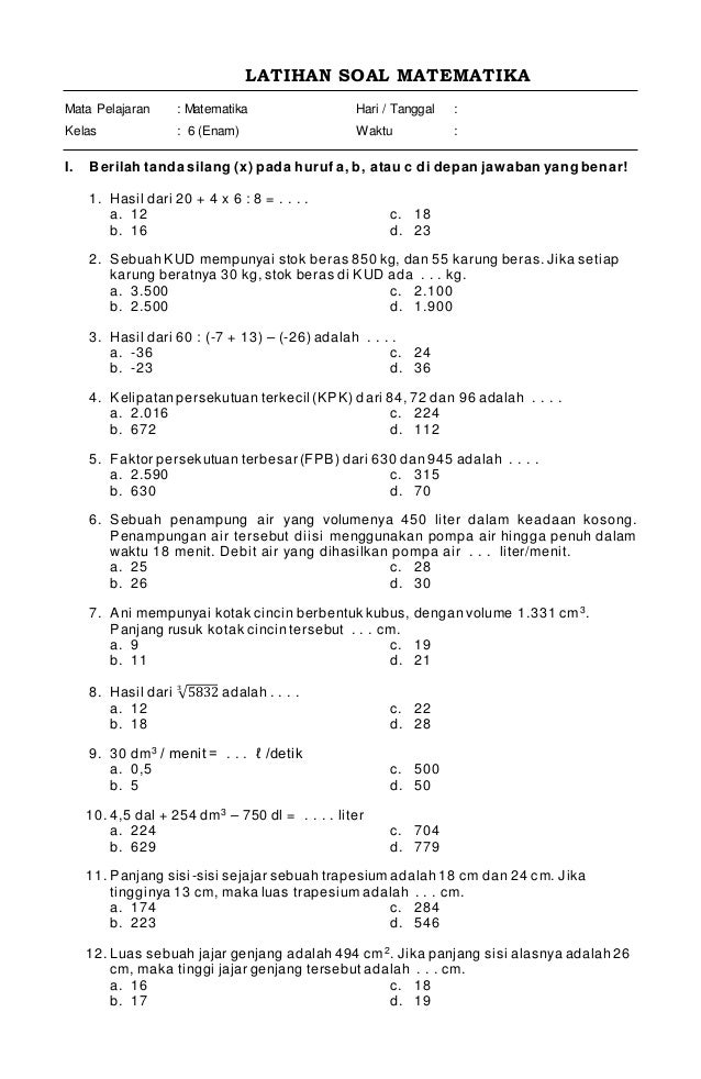 Soal latihan matematika kelas 6 - Cara Pintar Bahas Soal Kunci Jawaban Soal latihan matematika kelas 6 - Cara Pintar Bahas Soal Kunci Jawaban