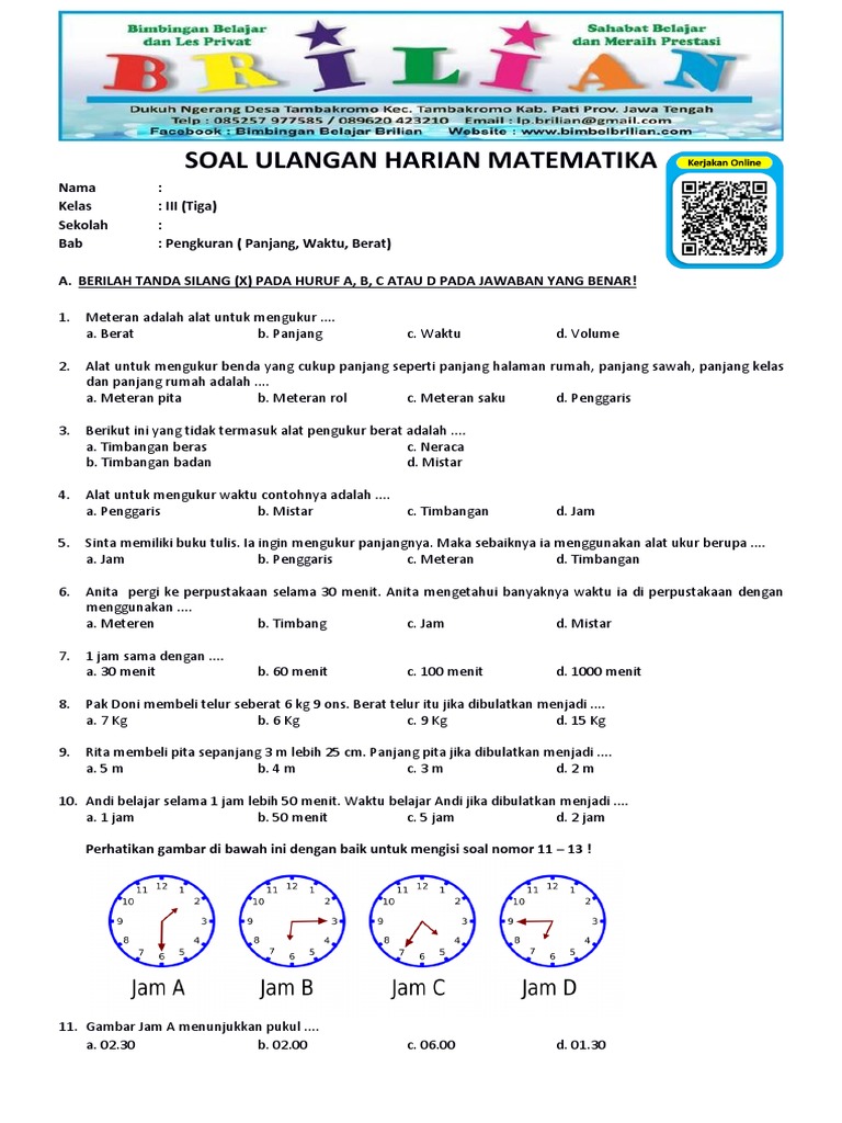 soal cerita tentang jam kelas 3 sd