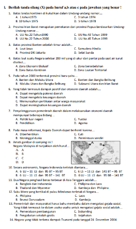 Soal Ujian Sekolah Ips Kelas 9 Dan Kunci Jawaban Dalchaebi