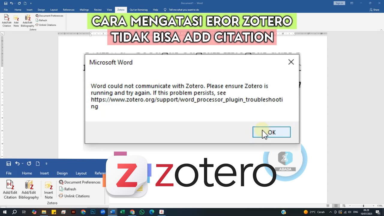 Cara mengatasi Zotero yang tidak muncul di Word zotero microsoftword