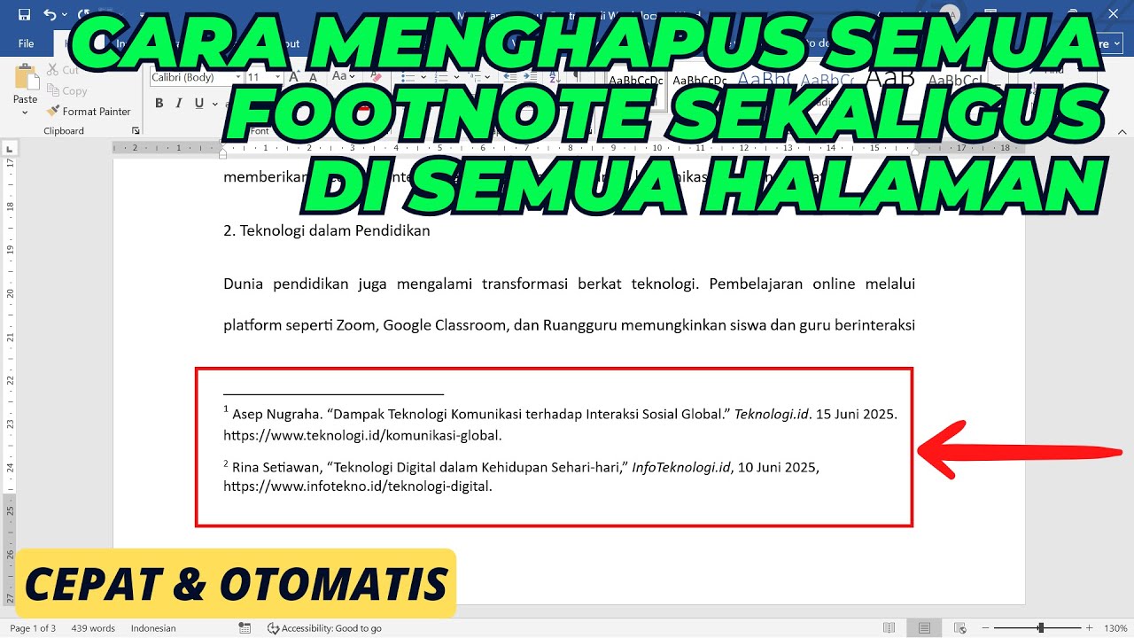 Cara Menghapus Semua Footnote di Word Sekaligus Sebagian Catatan Kaki