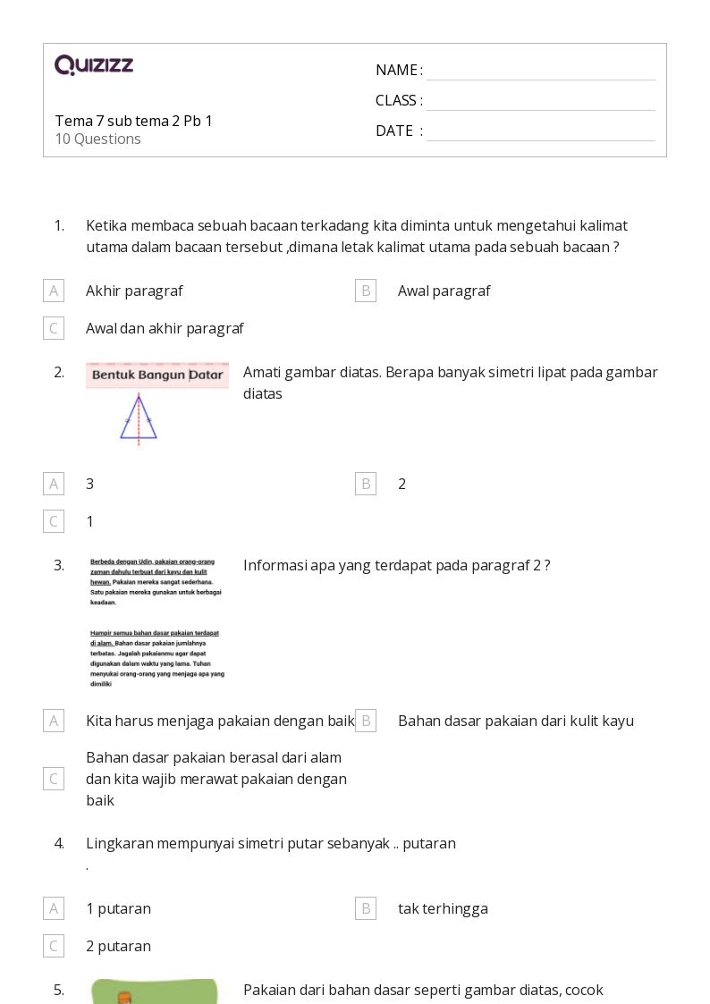 soal kelas 3 tema 7 subtema 2