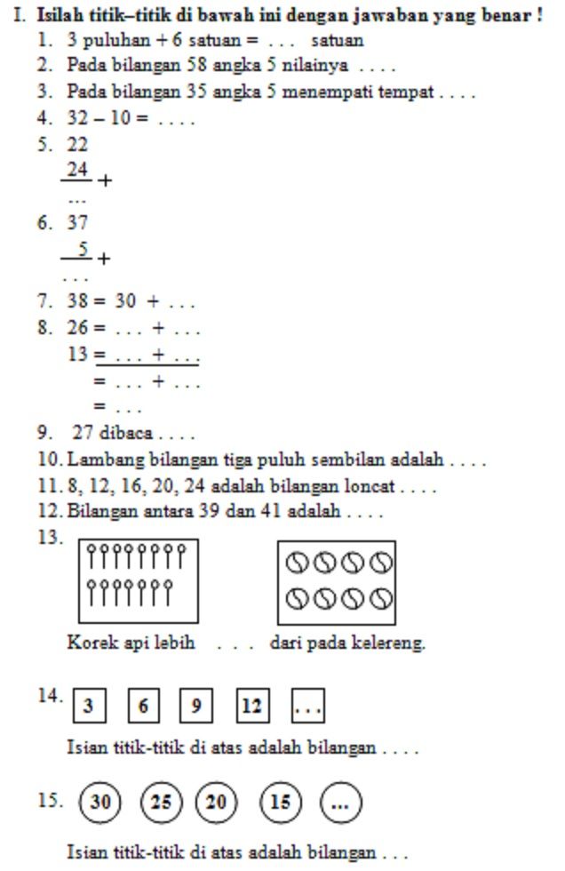 5 Contoh Soal Matematika Kelas 1 Semester 2 yang Wajib Dikuasai Sebelum Ujian Tiba