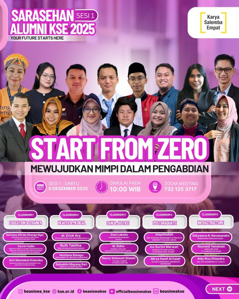 Sarasehan Inspirasi Alumni KSE 2025 Sesi 1 Start from Zero