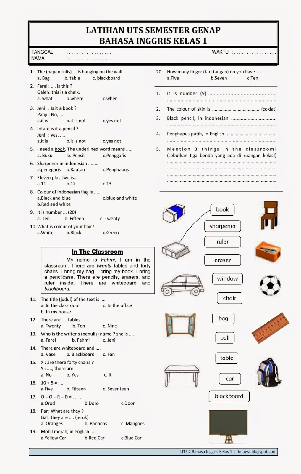 Latihan Soal Preposition Pilihan Ganda
