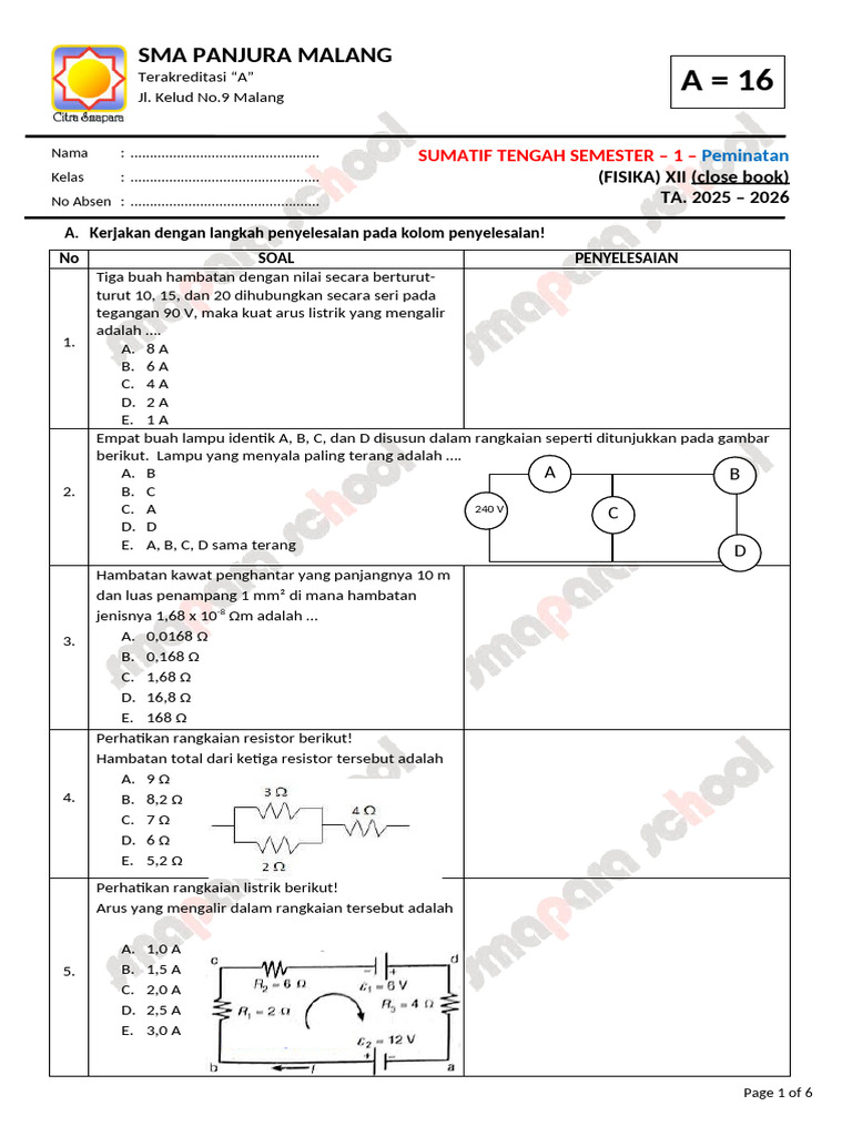Soal Peminatan Fisika SMA Kelas XII PDF Soal Peminatan Fisika SMA Kelas XII PDF