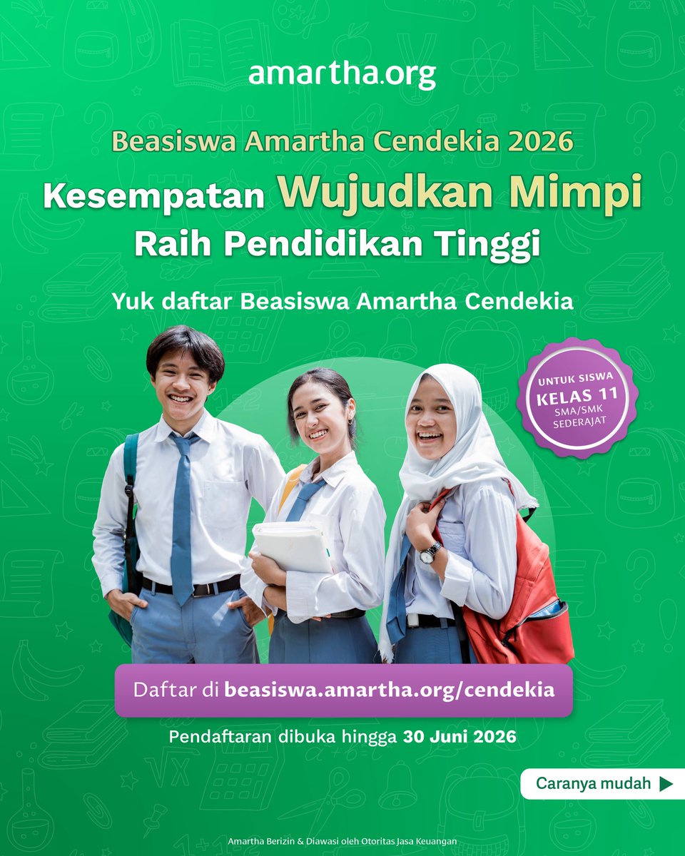 Sudah Dibuka! 5 Fakta Beasiswa Amartha Cendekia 2026 yang Wajib Kamu Tahu