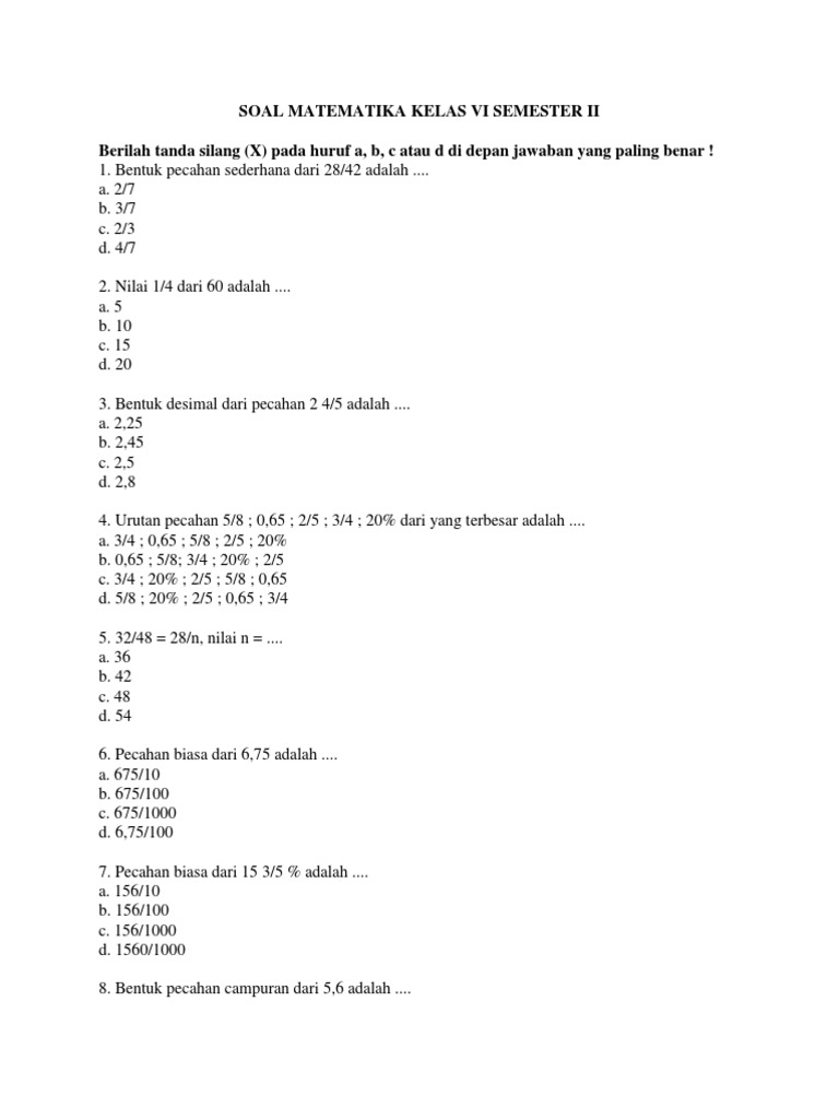 7 Rahasia Menguasai soal matematika kelas 6 semester 2 pdf Tahun 2026 Sebelum Ujian