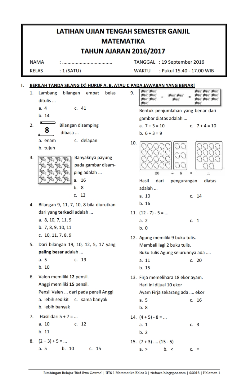 Asah Kemampuan Anak dengan Soal UAS Matematika Kelas 4 Semester 2 Asah Kemampuan Anak dengan Soal UAS Matematika Kelas 4 Semester 2