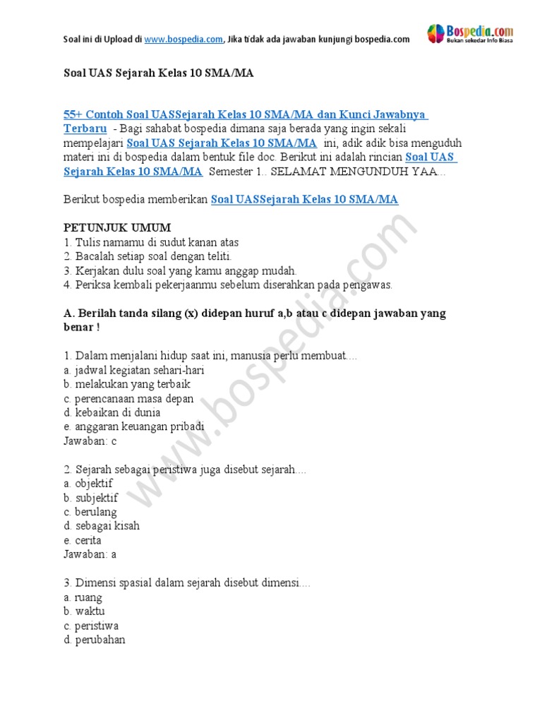 Akhirnya Terungkap Kunci Jawaban Soal Essay Sejarah Kelas 10 Semester 2 yang Sering Bikin Bingung