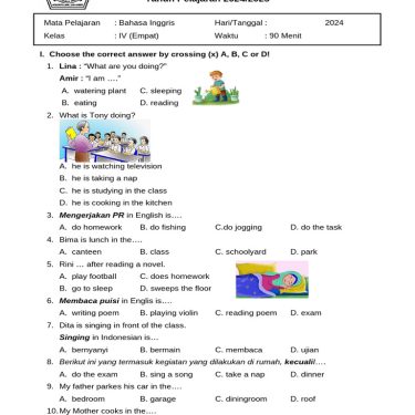 Download Soal PAS Bahasa Inggris Kelas 4 PDF Lengkap dengan Kunci Jawaban, Ternyata Ini 3 Pola Soal yang Sering Muncul