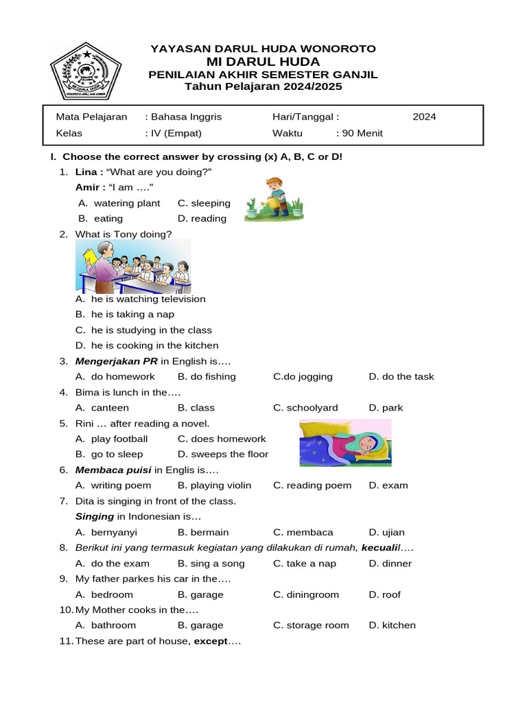 Download Soal PAS Bahasa Inggris Kelas 4 PDF Lengkap dengan Kunci Jawaban, Ternyata Ini 3 Pola Soal yang Sering Muncul