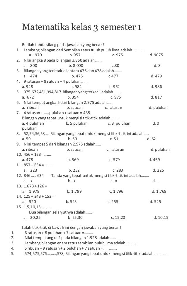 Ternyata Ini Dia Contoh Soal Ujian Kelas 3 SD Semester 1 yang Wajib Dipelajari Sebelum Terlambat