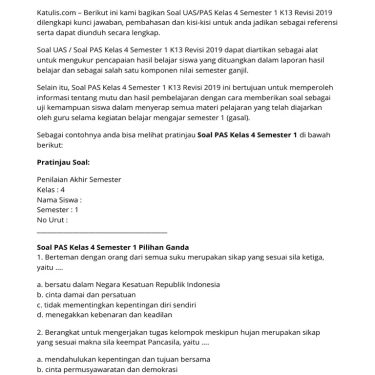 Ternyata Ini Rahasia Download Soal PAS Kelas 4 Kurikulum 13 yang Wajib Kamu Tahu Sebelum Terlambat