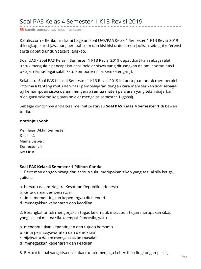 Ternyata Ini Rahasia Download Soal PAS Kelas 4 Kurikulum 13 yang Wajib Kamu Tahu Sebelum Terlambat