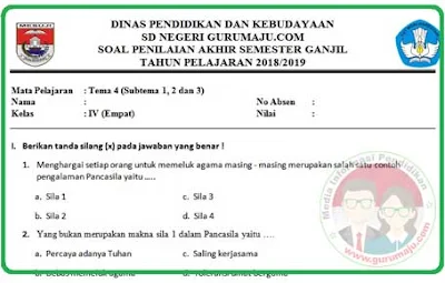 Soal UAS PAS Kelas 4 Tema 4 K13 Revisi 2018