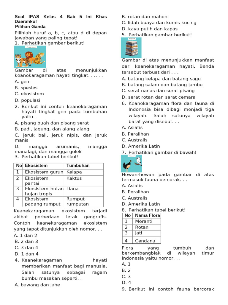 download soal pas ipa kelas 4 semester 2 tahun 2018.doc