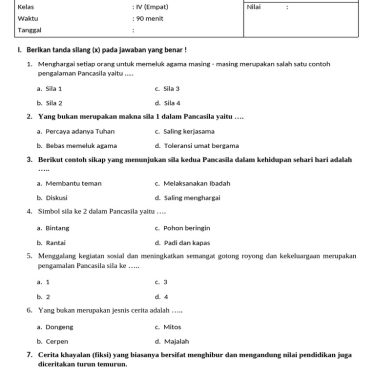 download soal pas kelas 4 sd pelajaran pai