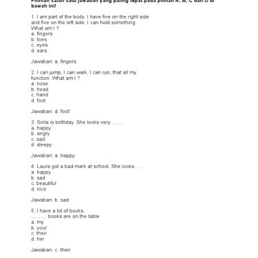 Download Soal PAS English Kelas 4.doc Ternyata Simpan 7 Rahasia Nilai 100 yang Jarang Diketahui