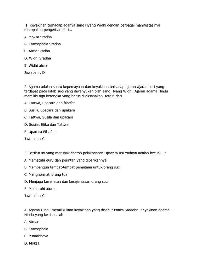 7 Cara Contoh Soal dan Jawaban Agama Hindu Kelas XI Semester 1 Tahu Sebelum Ujian!