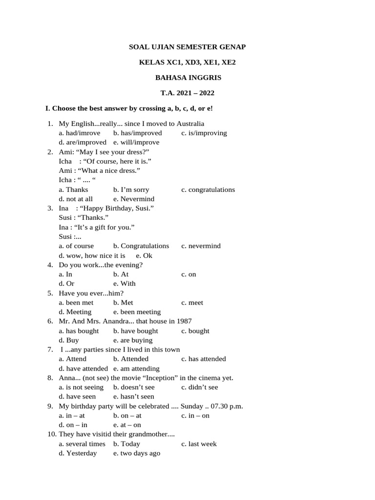 7 contoh soal bahasa inggris kelas x semester 2 beserta jawaban Wajib Tahu Sebelum Ujian
