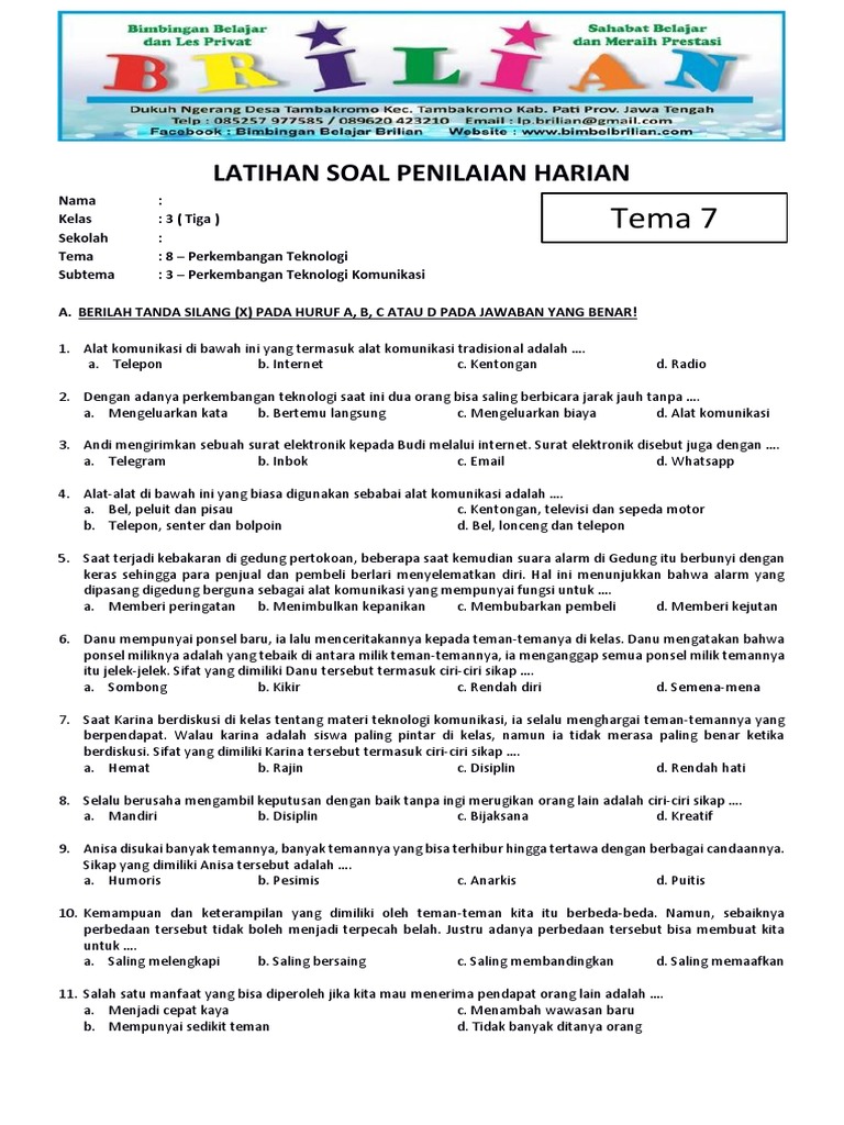 7 Rahasia Menjawab Soal Tema 7 Kelas 3 Subtema 2 Perkembangan Teknologi Agar Nilai Sempurna