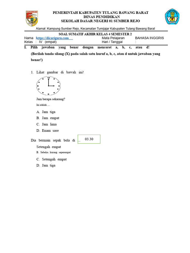 Rahasia Lulus Nilai Sempurna dengan Soal SHB Bahasa Inggris Kelas 4 SD Semester 2