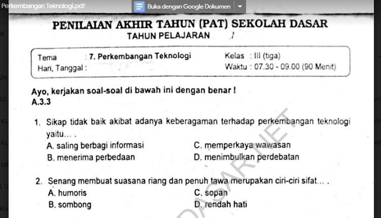 Rahasia Menjawab Soal Tema 7 Kelas 3 Subtema 3 Perkembangan Teknologi Komunikasi Tercepat