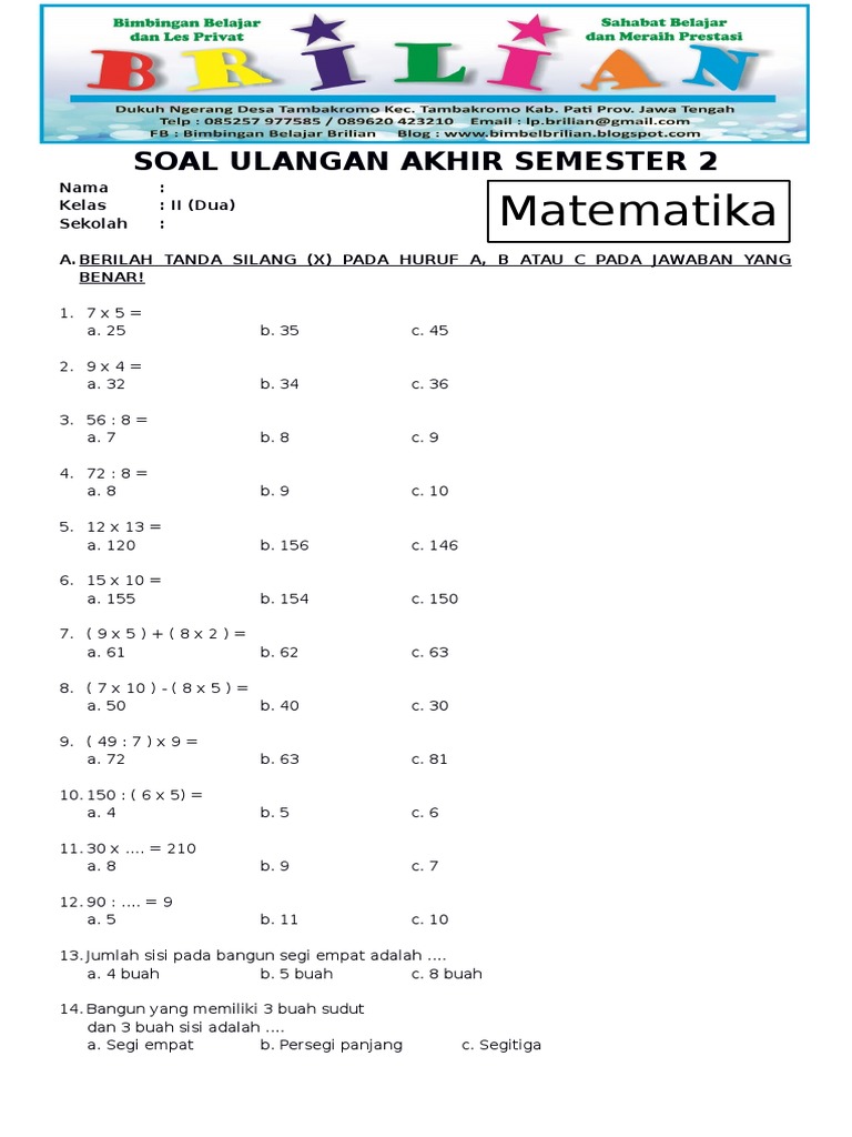 Rahasia Nilai Sempurna dengan Latihan Soal Harian Kelas 2 SD Semester 2 Terbaru