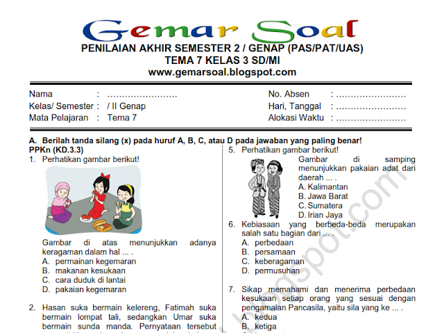 Rahasia Skor Sempurna Jawab Soal Tema 7 Kelas 3 Semester 2 SD Kurikulum 2013