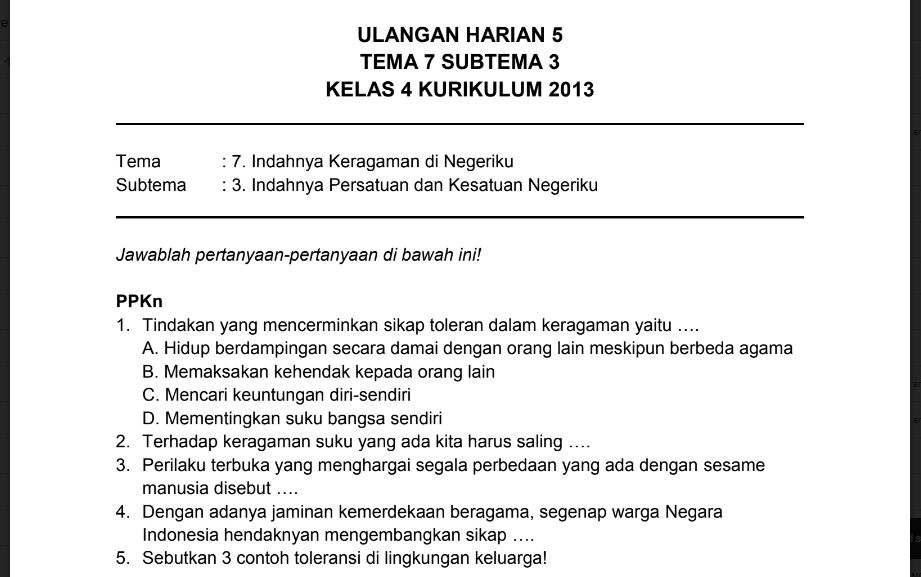Rahasia Skor Sempurna Kerjakan Soal Tema 7 Kelas 4 Subtema 3 Bimbel Brilian Ini