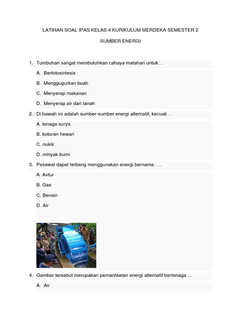 Wajib Tahu! Kumpulan Latihan Soal IPA Kelas 4 Semester 2 Tentang Energi Terbaru