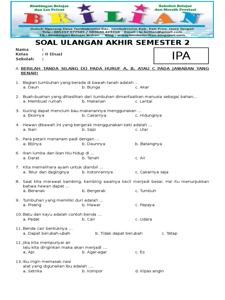 Wajib Tahu! Kumpulan latihan soal ipa kelas 2 tema 10 Agar Anak Makin Pintar